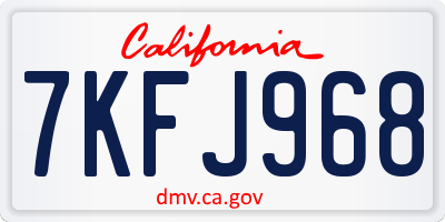 CA license plate 7KFJ968