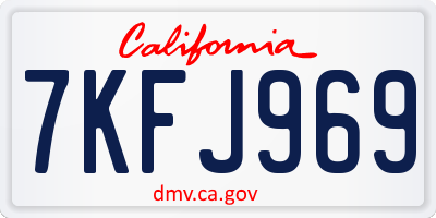 CA license plate 7KFJ969