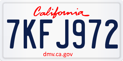 CA license plate 7KFJ972