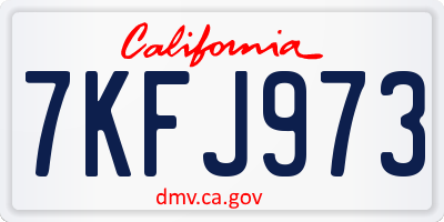 CA license plate 7KFJ973