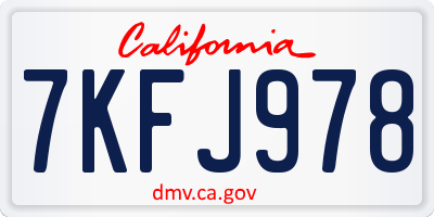 CA license plate 7KFJ978