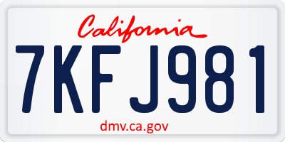 CA license plate 7KFJ981