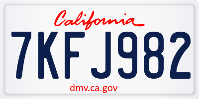 CA license plate 7KFJ982