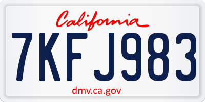 CA license plate 7KFJ983