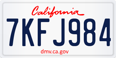 CA license plate 7KFJ984