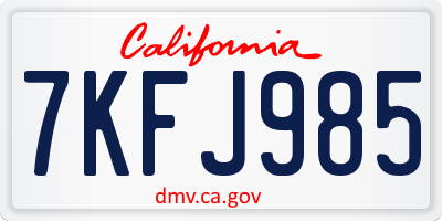 CA license plate 7KFJ985