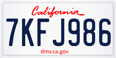 CA license plate 7KFJ986