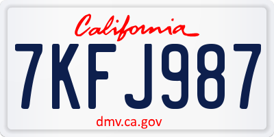 CA license plate 7KFJ987