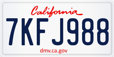 CA license plate 7KFJ988