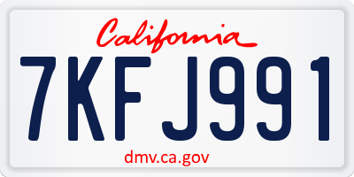 CA license plate 7KFJ991
