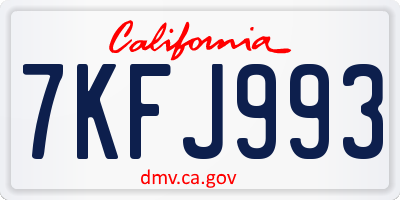 CA license plate 7KFJ993