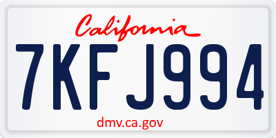 CA license plate 7KFJ994