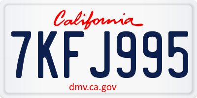 CA license plate 7KFJ995