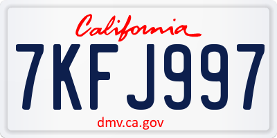 CA license plate 7KFJ997