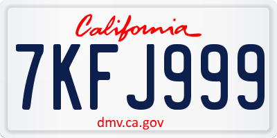 CA license plate 7KFJ999