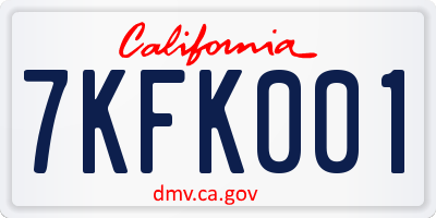 CA license plate 7KFK001