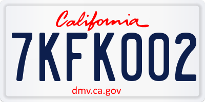 CA license plate 7KFK002