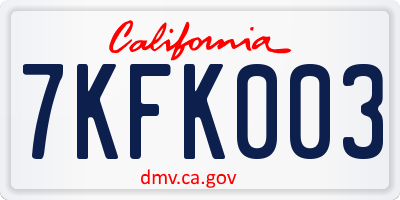 CA license plate 7KFK003