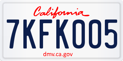 CA license plate 7KFK005