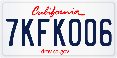CA license plate 7KFK006