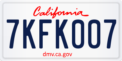 CA license plate 7KFK007