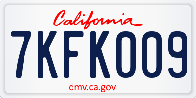 CA license plate 7KFK009
