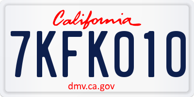 CA license plate 7KFK010
