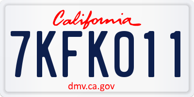 CA license plate 7KFK011