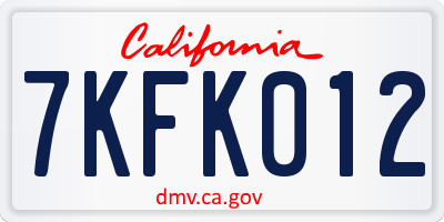 CA license plate 7KFK012