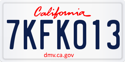 CA license plate 7KFK013