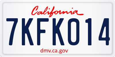 CA license plate 7KFK014