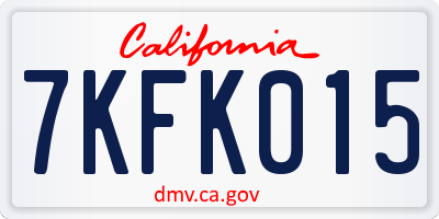 CA license plate 7KFK015