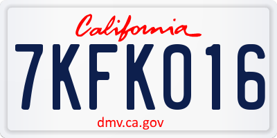 CA license plate 7KFK016