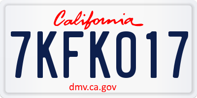 CA license plate 7KFK017