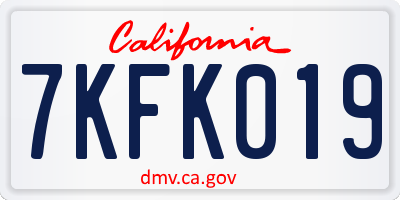 CA license plate 7KFK019