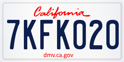 CA license plate 7KFK020