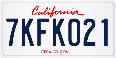 CA license plate 7KFK021