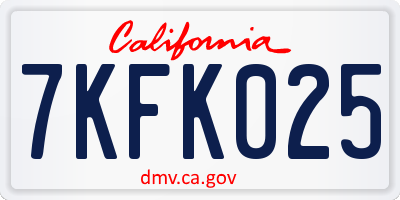 CA license plate 7KFK025
