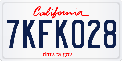 CA license plate 7KFK028