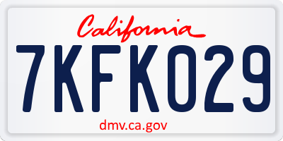 CA license plate 7KFK029