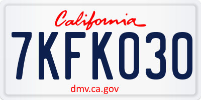 CA license plate 7KFK030