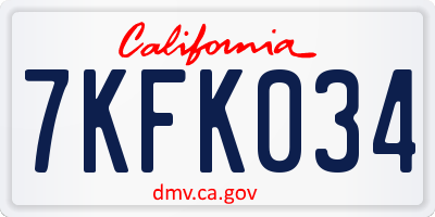 CA license plate 7KFK034