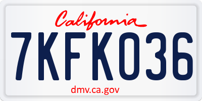 CA license plate 7KFK036