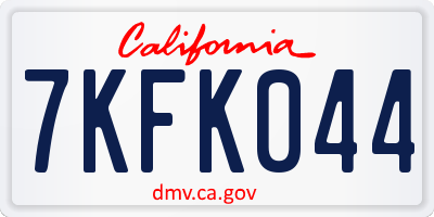 CA license plate 7KFK044