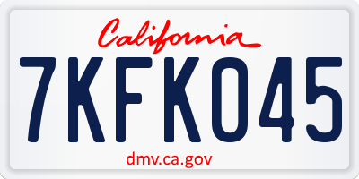 CA license plate 7KFK045