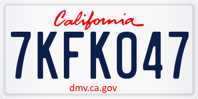 CA license plate 7KFK047