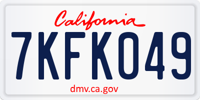 CA license plate 7KFK049