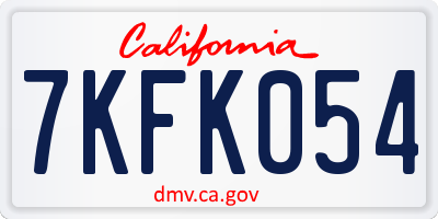 CA license plate 7KFK054