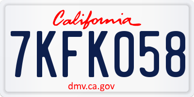 CA license plate 7KFK058