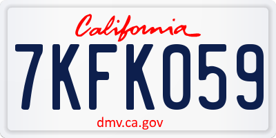 CA license plate 7KFK059